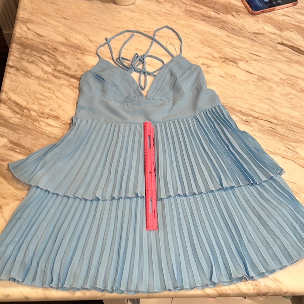 Hello Molly Light Blue Pleated Dress - Picture 12 of 12